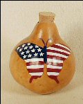 Patriotic Gourd Art Basket Stars & Stripes Flag Butterfly - Large