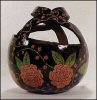 Carved Gourd Art Basket Red Roses for Mother initialed by weaver and dated 2005