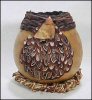 Gourd Art Basket Weaving & Feathers signed and numbered by the artist on the base M.A.D.