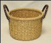 Handwoven Herringbone Basketweave Round Basket Leather HandlesSOLD!