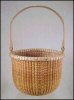 Vintage Round Nantucket Basket 6.5" Walnut Base / Oak Handle